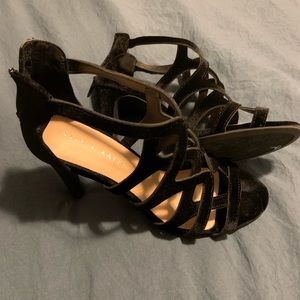 black velvet heels